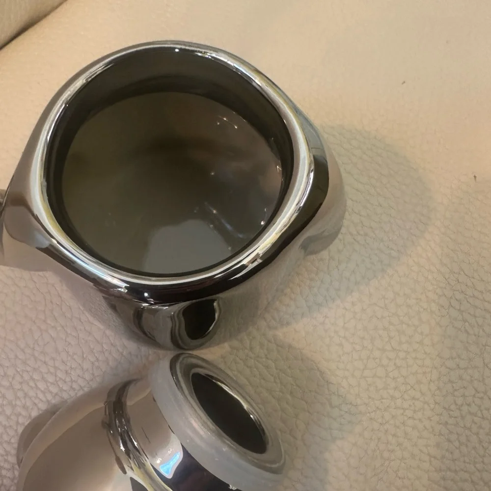 Anthropologie Silver Metallic Bear Honey Jar /Pot w/ Wooden Dipper in Bear’s Paw - Picture 10 of 13